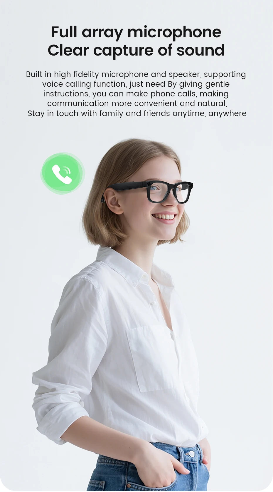 2025 New Smart Glasses 800W HD Camera AI Identification Touch 1080P HD Video Recording Al Voice Wireless Calling Smart Glasses