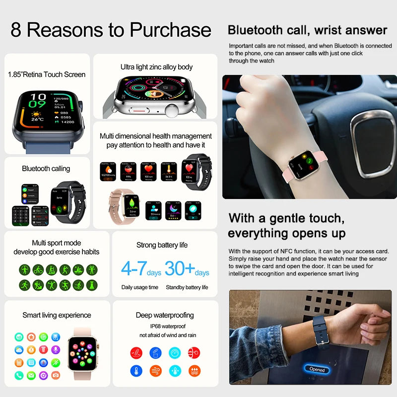 2025 Smart Watch For XIAOMI Women Full Touch Screen BT Call Waterproof Watches Sport Fitness Tracker Health Smartwatch Lady Gift