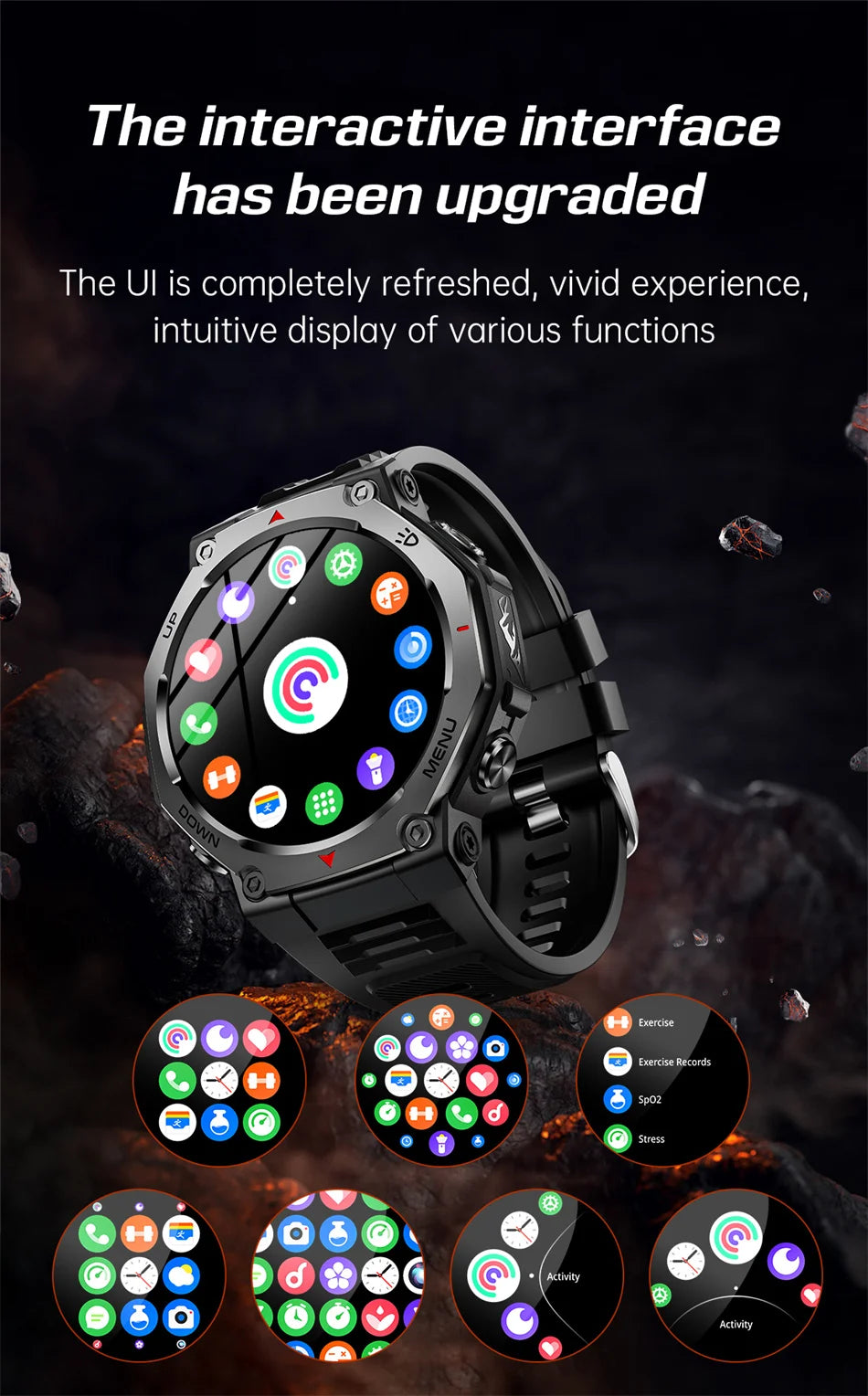 New Outdoor Sports Smart Watch Men For Xiaomi 5 ATM Waterproof GPS Motion Track Heart Rate HD Bluetooth Call UV Light SmartWatch