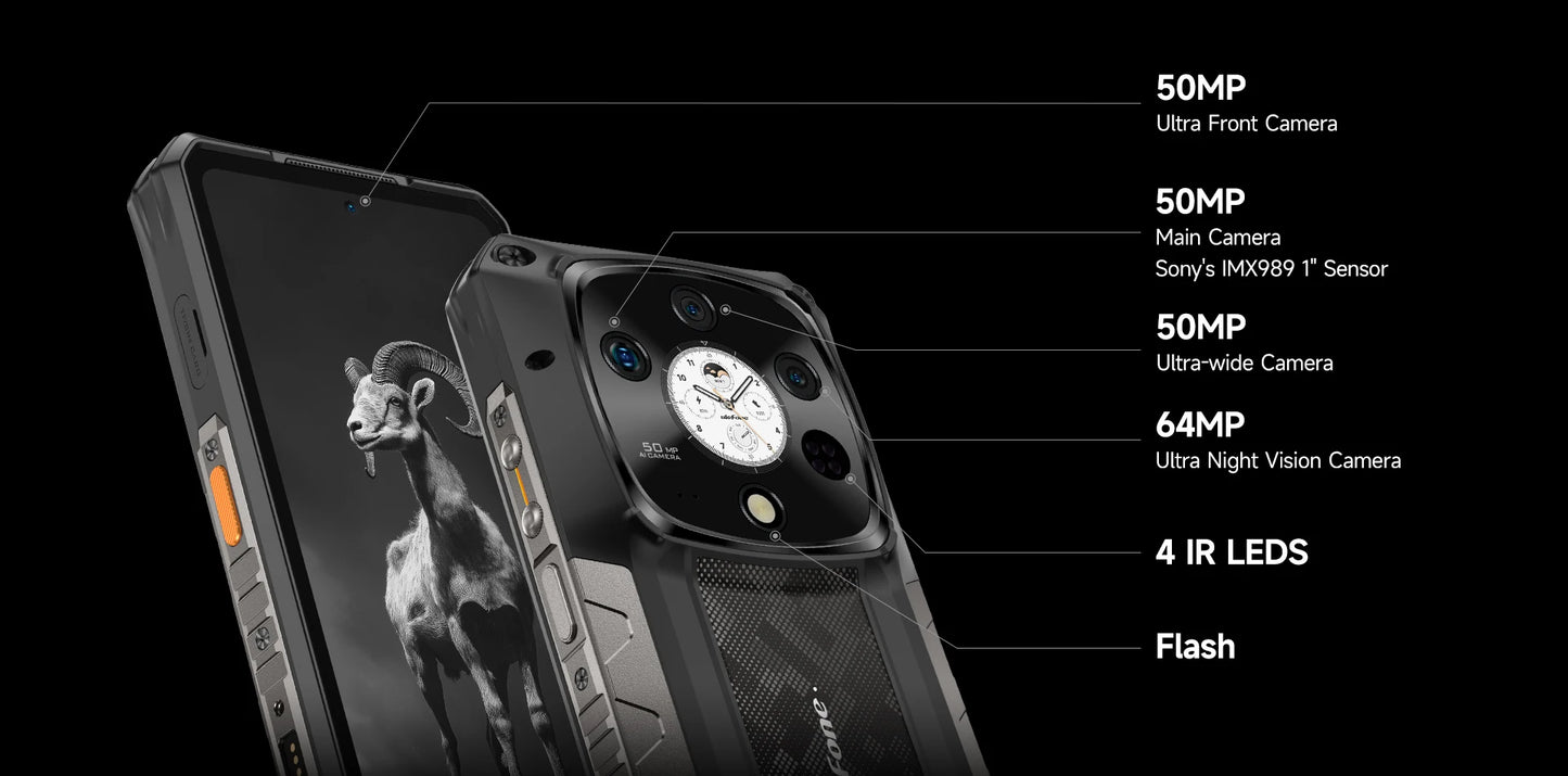 Ulefone Armor 28 Pro 5G AI Rugged Phone 512GB ROM Smartphone 120W MTK Dimensity 7300 10600mAh 6.67”AMOLED 64MP Mobile phone