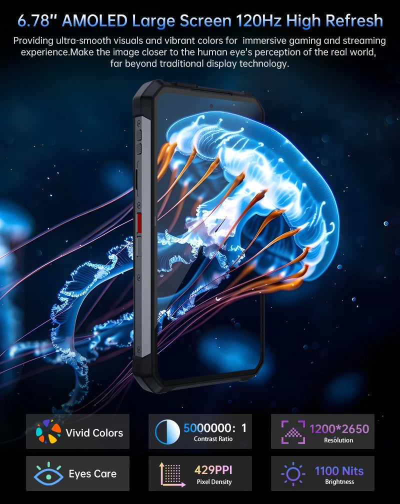 8849 Tank 4 Unihertz Rugged Smartphone Projector 720P 100 Lumens 6.78'' AMOLED 512G Android14 11600mAh 5G Dimensity 7300 120Hz