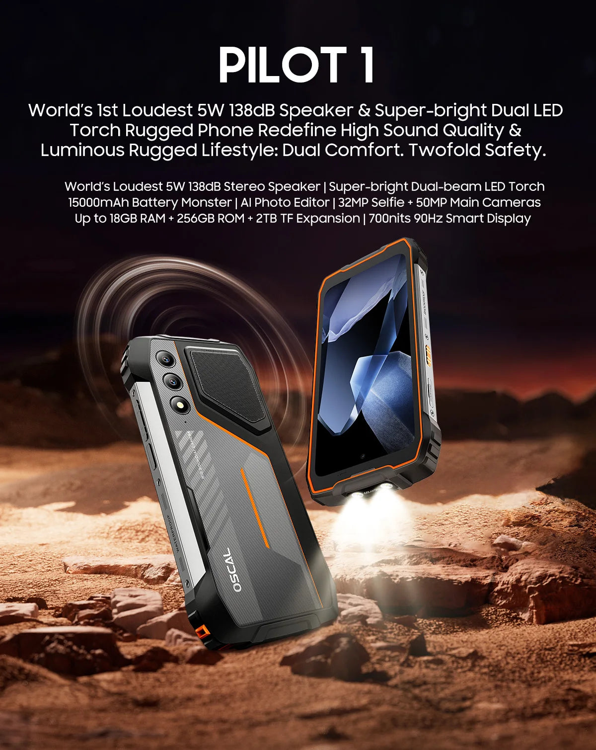 Blackview OSCAL PILOT 1 Rugged Phone, 6GB+ 256GB ,Helio G81 Smartphone Android14, 6.67'' Display Mobile Phone, 15000mAh, NFC