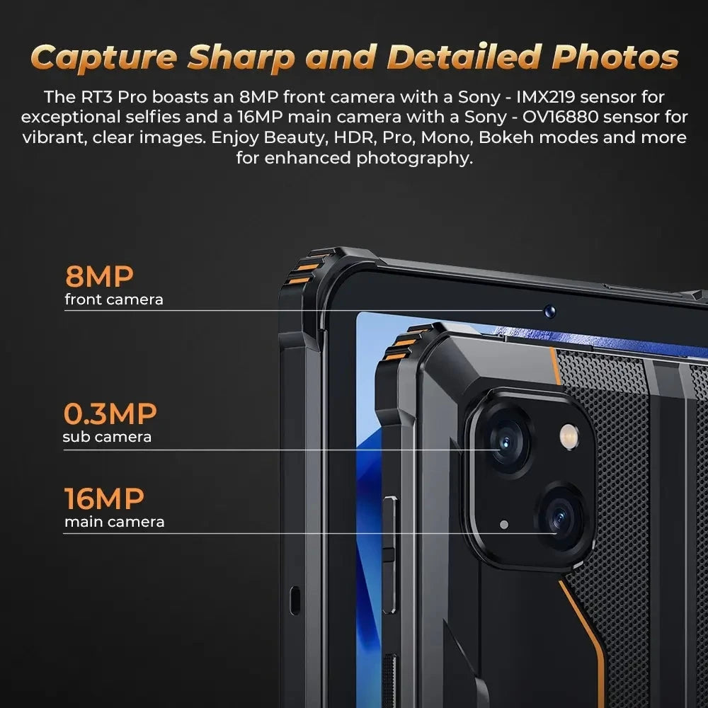OUKITEL RT3 Pro Rugged Tablet PC 4GB+128GB 8.0'' Android 14 MediaTek G81 Octa Core 48MP Camera 5150mAh 33W Tablet PC