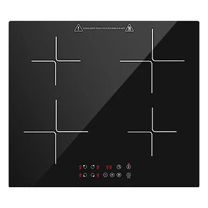 Induction Hob 4 Plates Built-in Electric Cooktop 60cm Booster Touch Control 6000W 9 Power Levels 1-99Minute Timer Child Lock