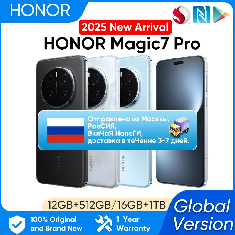 2025 New Original HONOR Magic7 Pro Global Version 5G Smartphone Snapdragon 8 Elite 6.8''120Hz LTPO Display 100W Fast Charge IP69