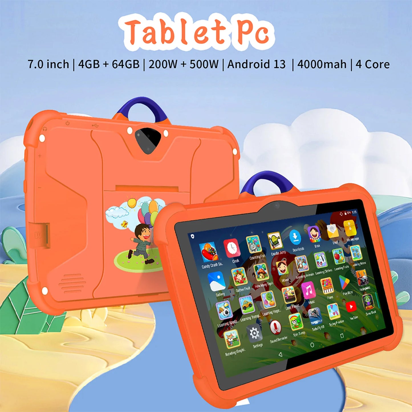New 7 Inch 5G WiFi Tablet Pc for Children's best Gifts Android Kids Game Educational Learning Tablets Quad Core 4GB RAM 64GB ROM