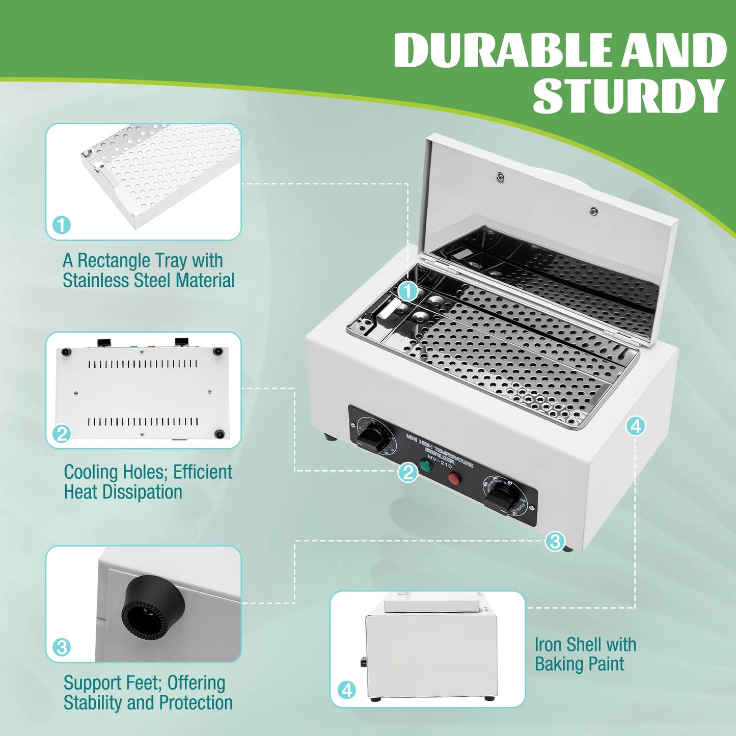 Nail Tool Sterilizer 220V Intelligent Dual Control Dry Heat Disinfection Large Capacity Multiple Use for Spa and Beauty Tools