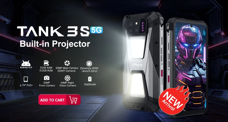 Unihertz 8849 tank 2 Pro rugged phone Android 14 24GB 512GB with 23800mAh battery superior projection 6.79 "FHD waterproof phone