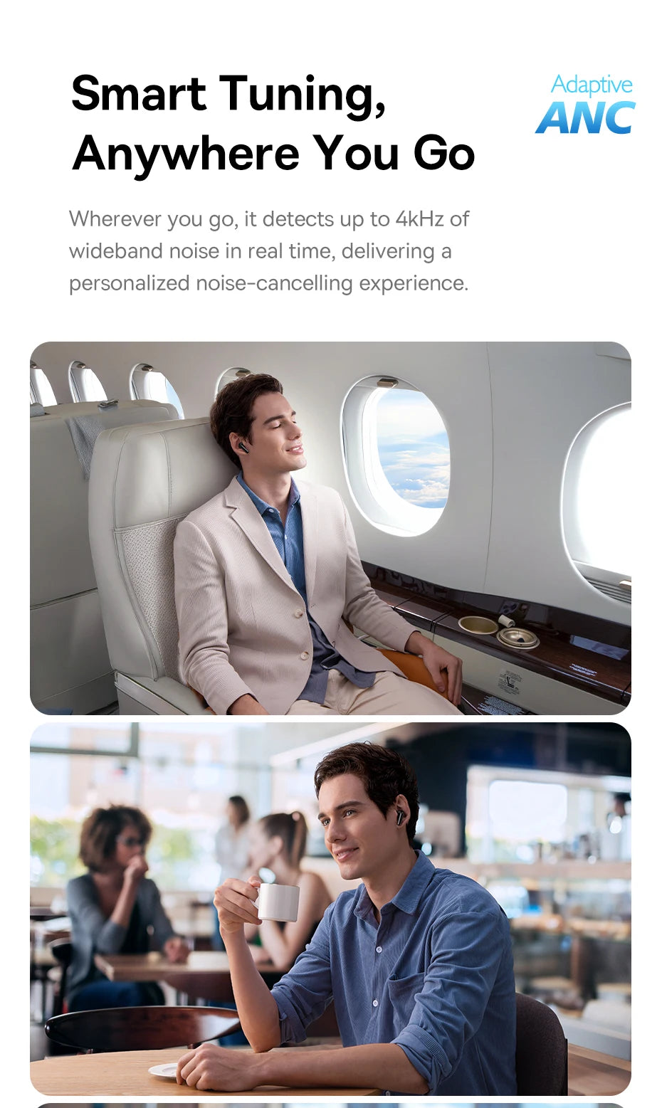 Baseus EP10 Pro ANC Earbuds Wireless Bluetooth 6.0 Earphones 50dB Realtime Adaptive Headphones 6 Mic Hi-Res LDAC IP55 Ear buds