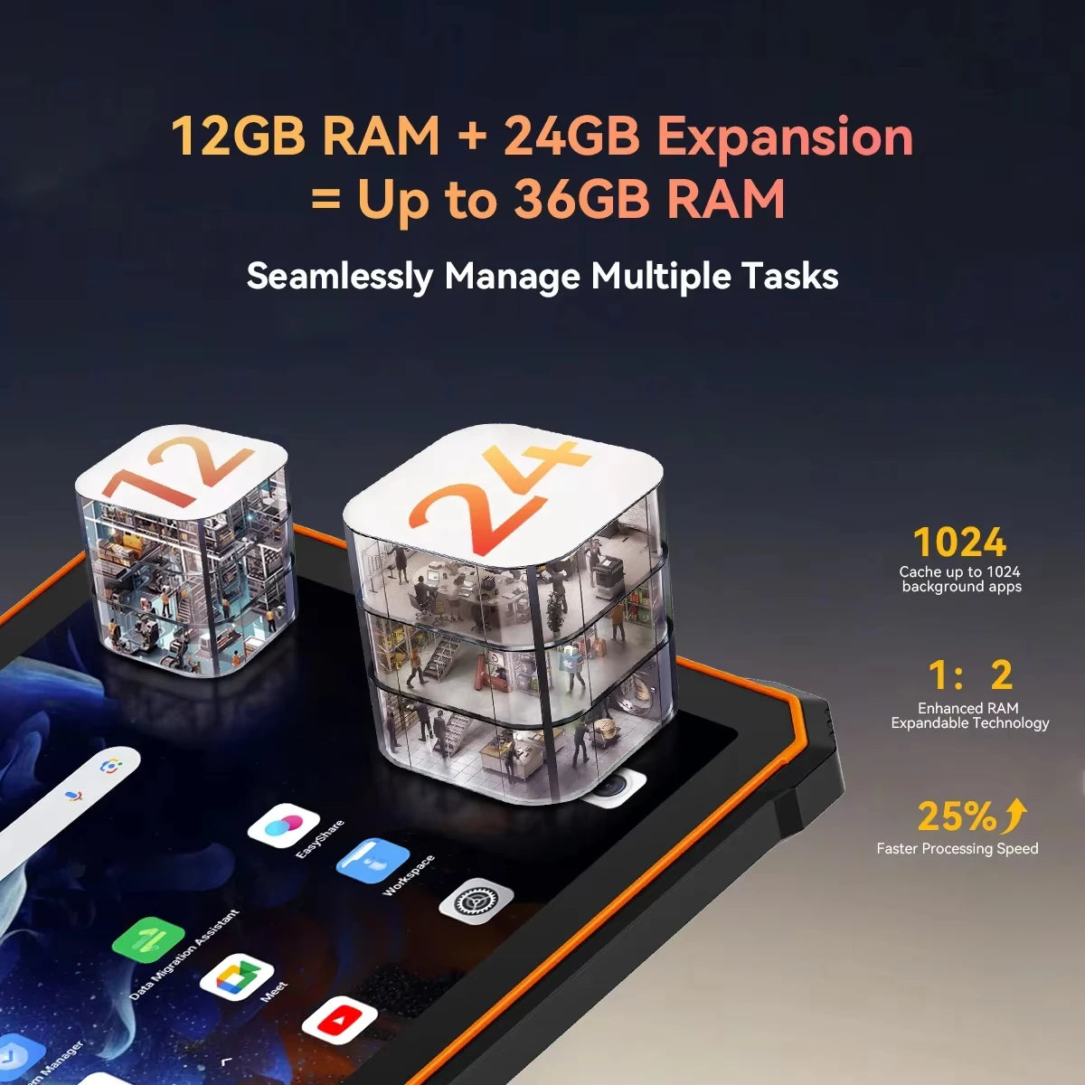 Blackview Active 10 Pro 5G Rugged Tablets 11" FHD+ Display 12GB 256G/512GB Android 14 30000mAh Battery 108MP Camera MTK 7300