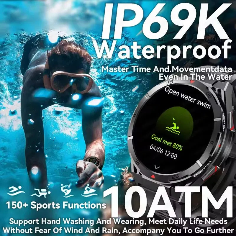 Swim Smartwatch Outdoor GPS Watch Sports Fitness Tracker Health Military Waterproof Watch BT5.3 Call Smart Watch for Android iOS