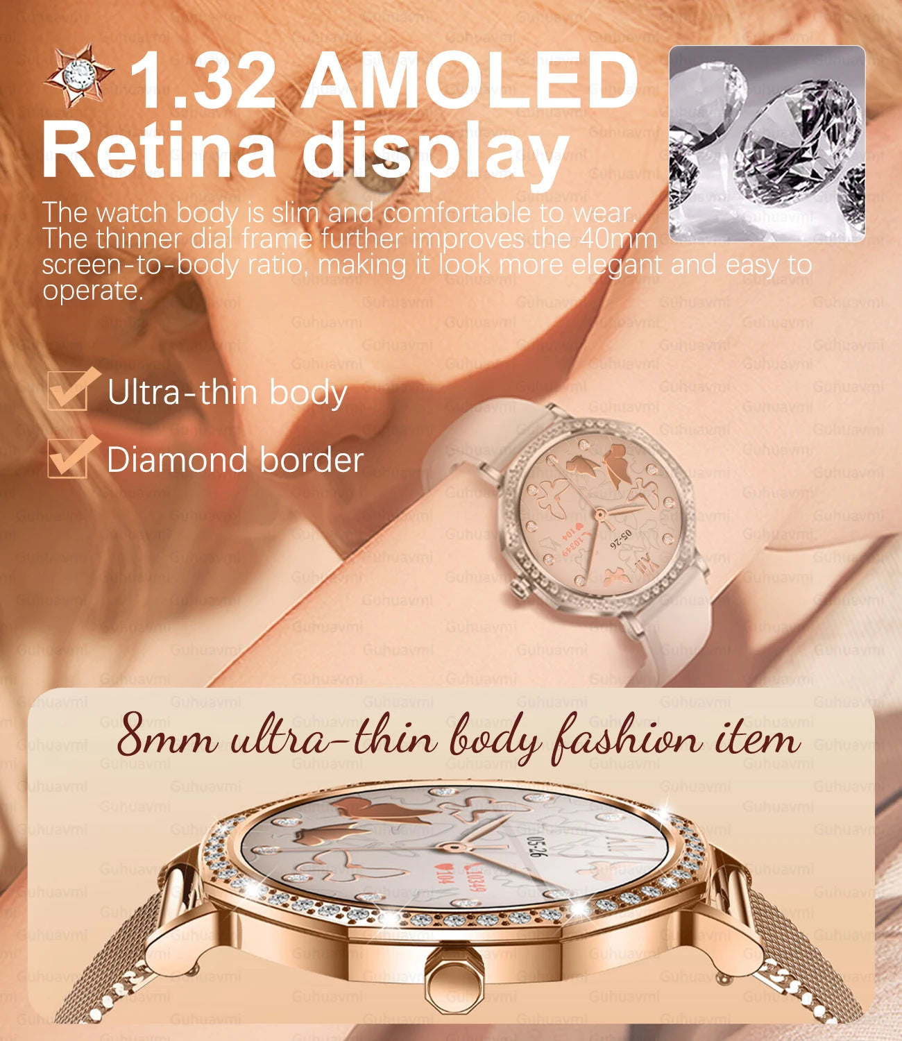 New Women SmartWatch AMOLED Screen Men Watches Bluetooth Call Sport Womens Physical Health IP68 Lady Smart Watch For Android IOS