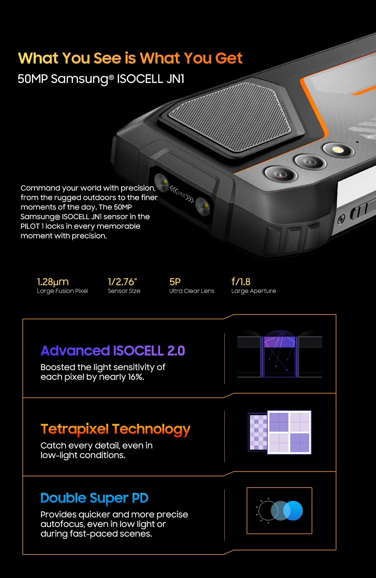 Blackview OSCAL PILOT 1 Rugged Phone, 6GB+ 256GB ,Helio G81 Smartphone Android14, 6.67'' Display Mobile Phone, 15000mAh, NFC