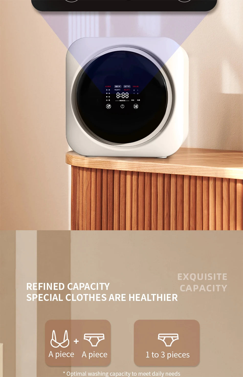 Fully automatic drum type underwear washing machine mini washing and drying integrated small underwear and sock washing machine