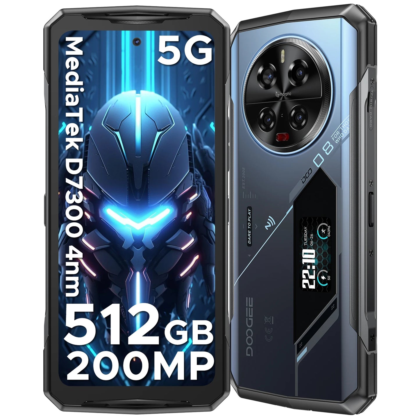 DOOGEE V40 Pro 5G Rugged Phone 1.47" Rear Display 16GB+512GB Dimensity 7300 200MP AI Camera 8680mAh Battery 5g Gaming Phone