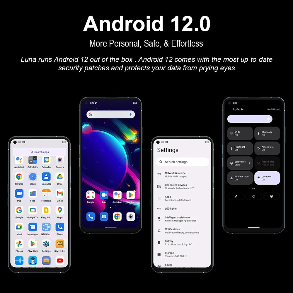 Unihertz Luna Smartphone Rhythm Ambient LED strip Music Phone 8GB RAM 256GB ROM 108MP G99 Mobile Phone Night Vision Cellphone