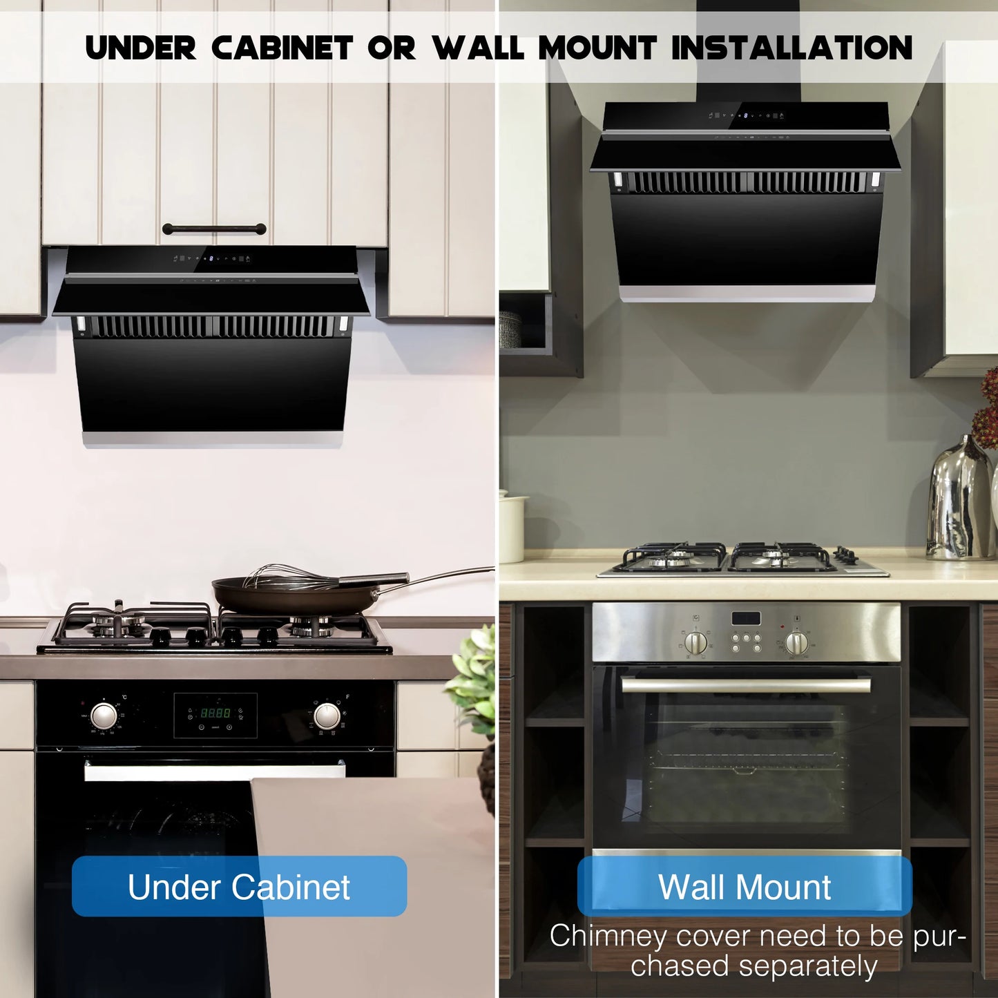 Tieasy 900 CFM 30 inch Wall Mount or Under Cabinet Heating Auto-Cleaning Range Hood USCX08T75