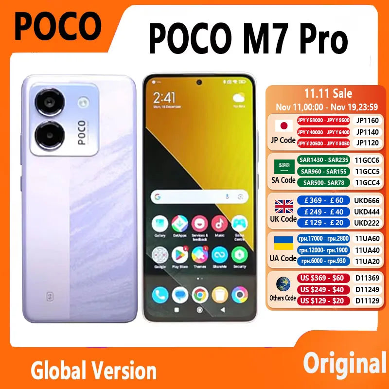 POCO M7 Pro 5G Global Version Dimensity 7025-Ultra 120Hz FHD+ Eye-care AMOLED Display 50MP camera with OIS NFC