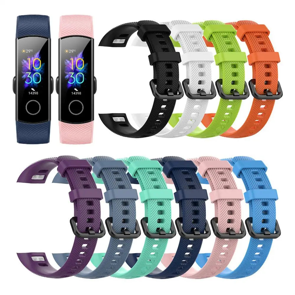 1PC Silicone Wrist Strap Smart Wristband Replacement Watch Band for Honor Band 5 4 Soft Classic Watch Replacement Accessories