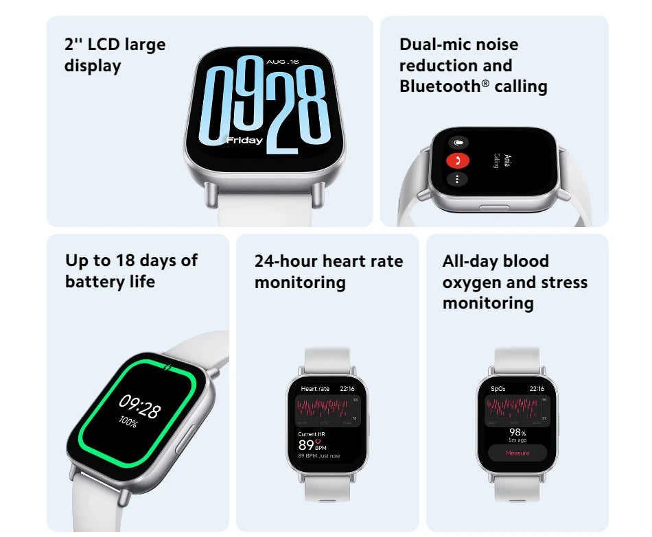 New Global Version Xiaomi Redmi Watch 5 Active has Bluetooth call up to 18 days of battery life 2''display 140+ work modes 5ATM