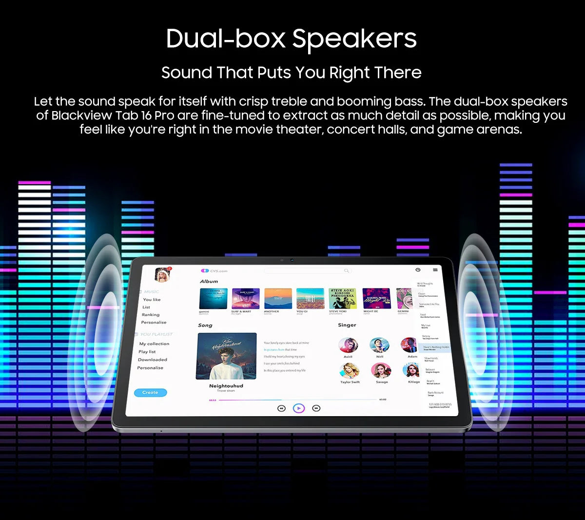 Blackview Android 14 Tab 16 Pro 11 Inch Touch Tablet 2K Screen 24GB +256GB 4G LTE+5G WiFi Gaming Tablets with Protective Shell