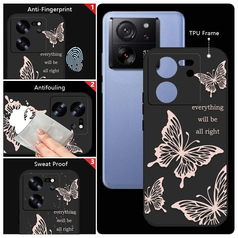 Butterfly Lanyard Case For Xiaomi Redmi Note 13 12 11 10 14 Pro+ 4G 5G 11s 13T 12T 11T Poco F6 X6 X5 Pro Mi 11 Lite 5G NE Cover