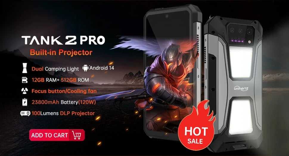 Unihertz 8849 tank 2 Pro rugged phone Android 14 24GB 512GB with 23800mAh battery superior projection 6.79 "FHD waterproof phone