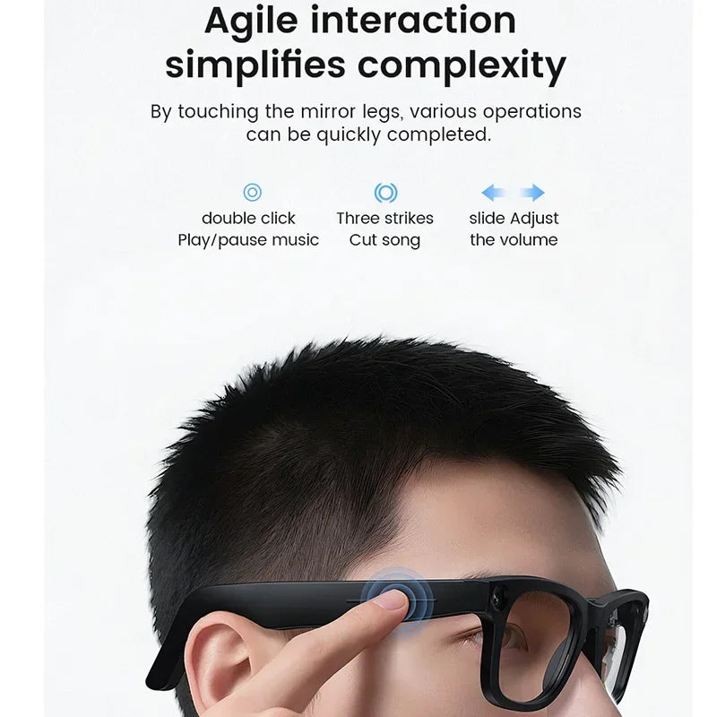 2025 New Smart Glasses 800W HD Camera AI Identification Touch 1080P HD Video Recording Al Voice Wireless Calling Smart Glasses