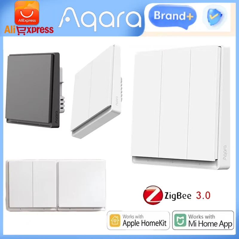 Original Aqara Smart E1 Wall Switch ZigBee 3.0 Wireless Light Button No With Neutral Fire Wire For Xiaomi Mi Home Homekit APP