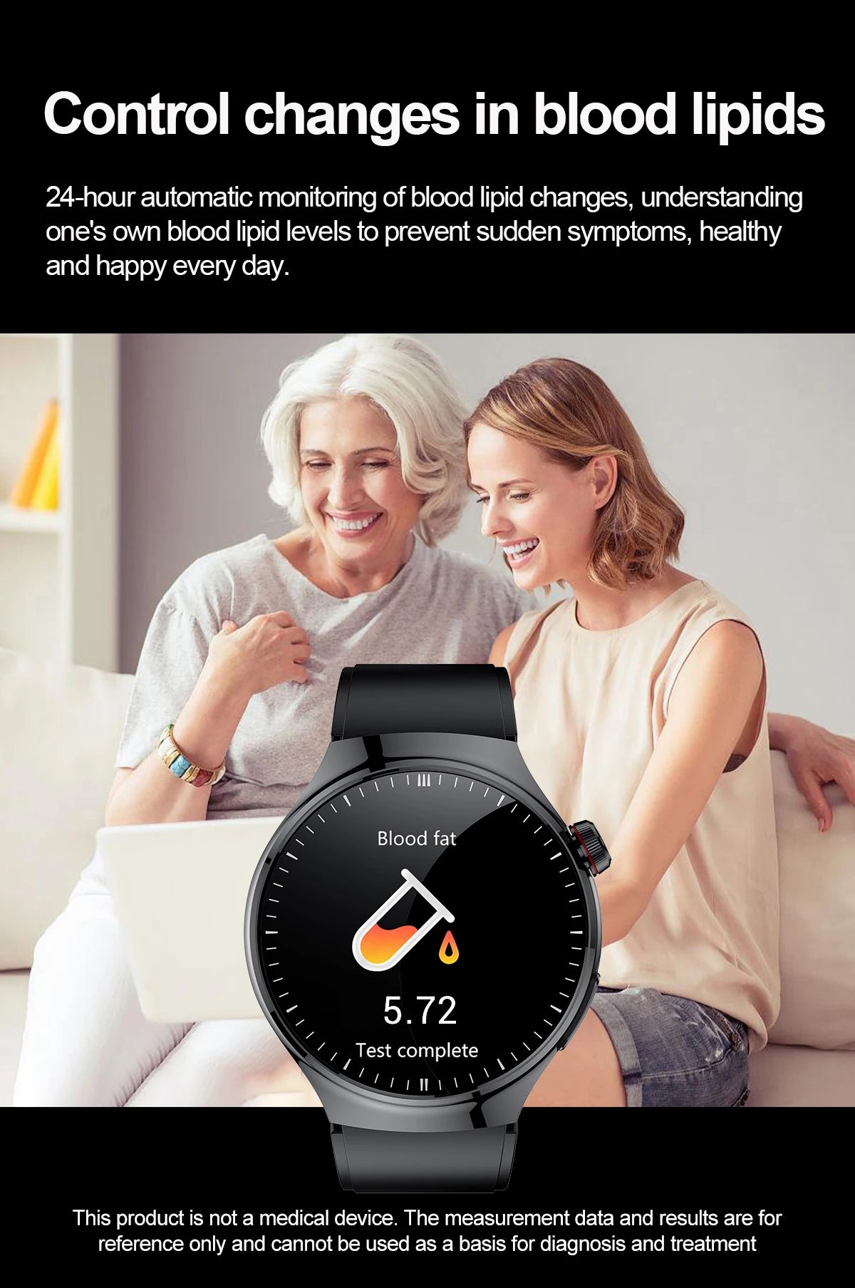 2025 New ECG Blood Pressure Blood Oxygen Blood Lipids Uric Acid Heart Rate Temperature Monitor AMOLED Bluetooth Call Smart Watch