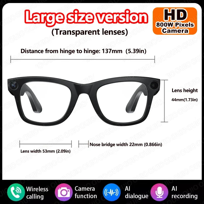 2025 New Smart Glasses 800W HD Camera AI Identification Touch 1080P HD Video Recording Al Voice Wireless Calling Smart Glasses