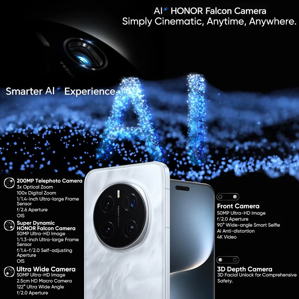 2025 New Original HONOR Magic7 Pro Global Version 5G Smartphone Snapdragon 8 Elite 6.8''120Hz LTPO Display 100W Fast Charge IP69