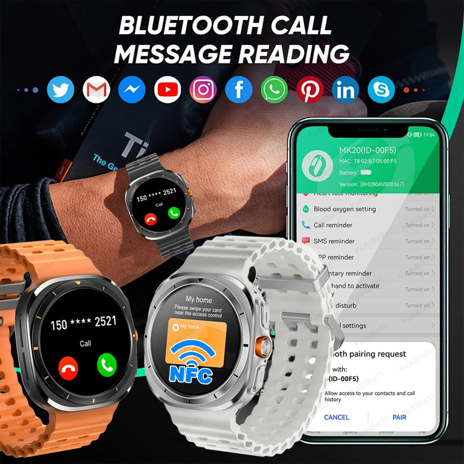 2025 New Watch 7 Ultra Smart Watch Men 32GB Memory 3D Video Display Sports SmartWatch GPS NFC Compass Blood oxygen Smartwatch