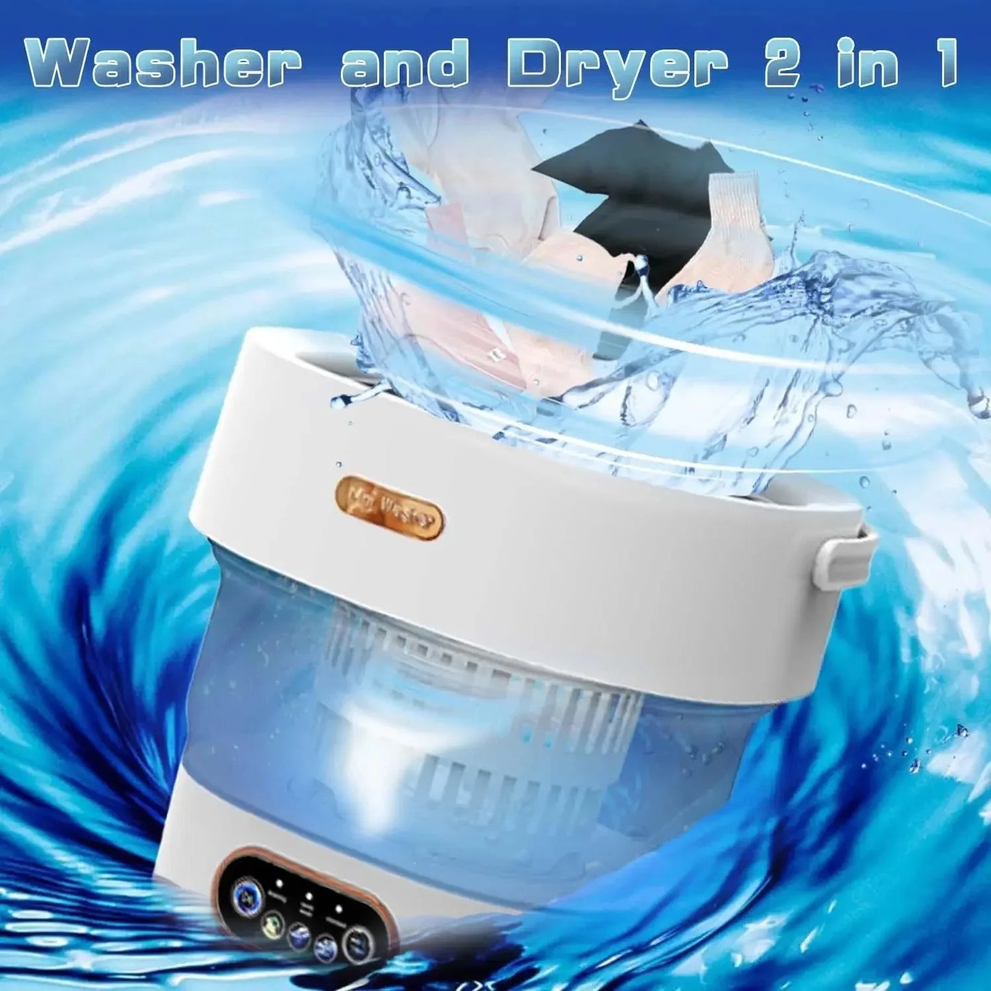 Mini Portable Washer for Underwear Pants & Socks - 15L High-Capacity Foldable Spin Basket with Hidden Drainage Pipe