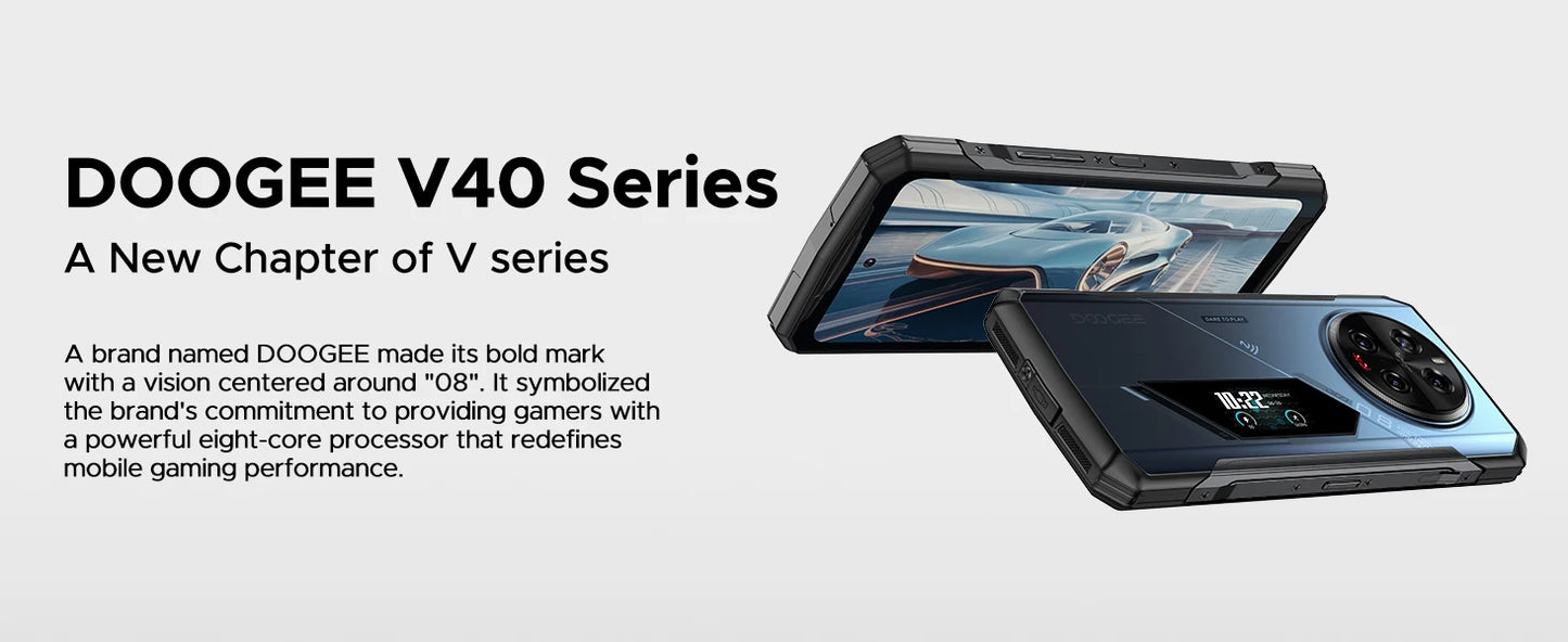 DOOGEE V40 Pro 5G Rugged Phone 1.47" Rear Display 16GB+512GB Dimensity 7300 200MP AI Camera 8680mAh Battery 5g Gaming Phone