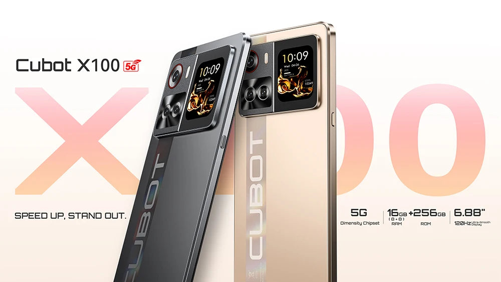6.88-Inch Android Smartphone 5G Cubot X100, Dimensity 7025, 6nm, 2.5GHz, 16GB(8+8), 256GB, 64MP Camera, 5100mAh Battery, NFC