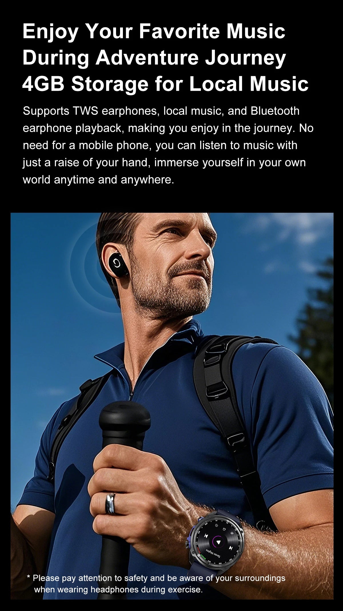 2025 New Military Sport GPS 4GB Memory Smartwatch Men 5ATM Waterproof Fitness Tracker Offline Maps 860Mah Battery Smart Bracelet