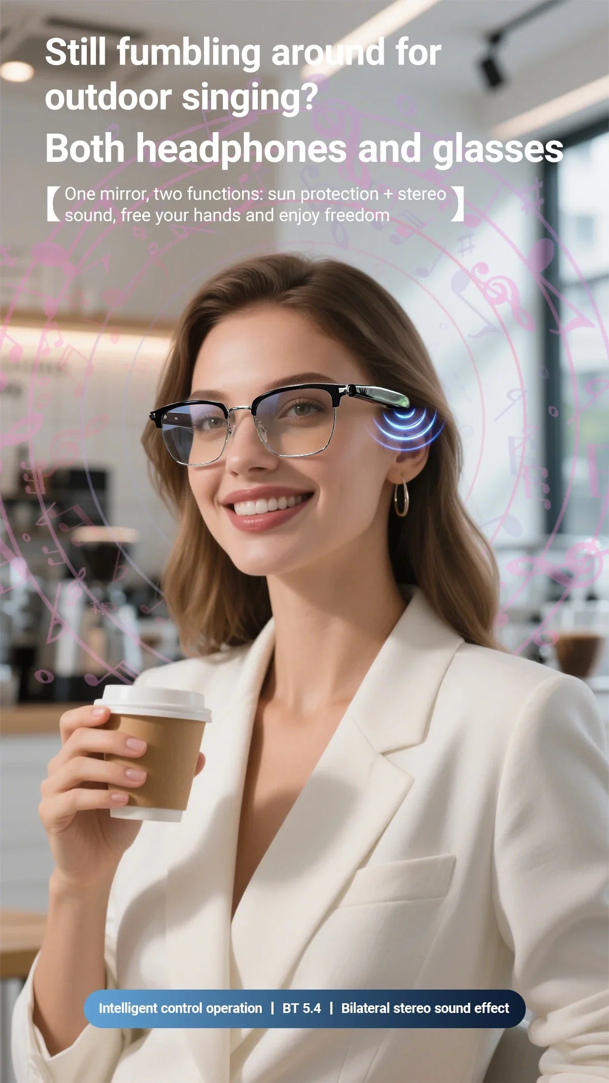 GT-33 smart glasses anti-blue light glassesTranslation Sunglasses Voice Remote Control Music Eyewear Waterproof Eyeglasses