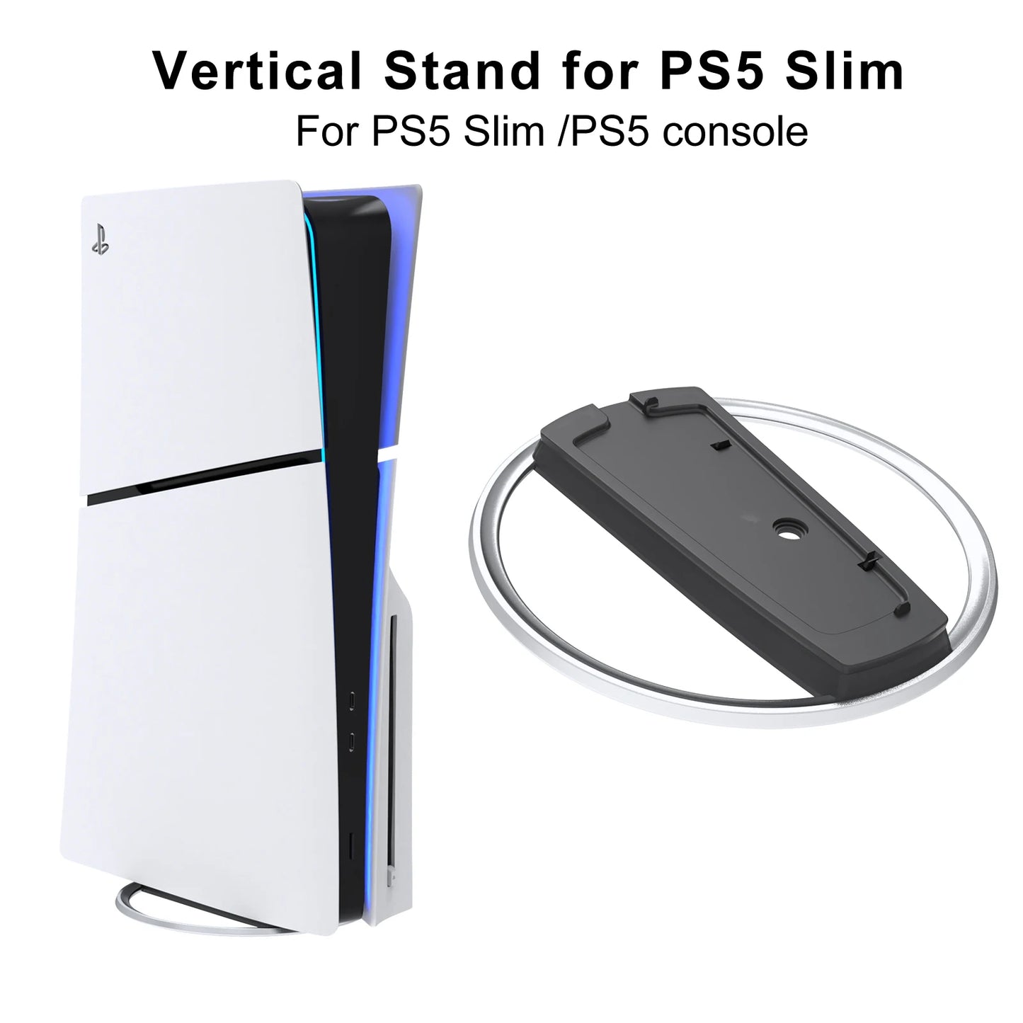 Metal Vertical Stand for PS5 Slim Console Disc and Digital with Screw, Base Stand Replacement for Playstation 5 Slim Console