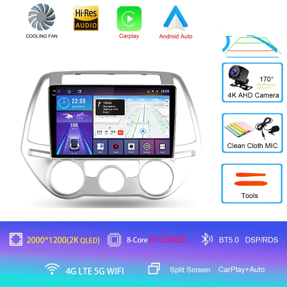 Car Radio For Hyundai i20 PB 2012 - 2014 Multimedia Video Player Wireless Carplay And Wireless Android Auto Portable Universal T