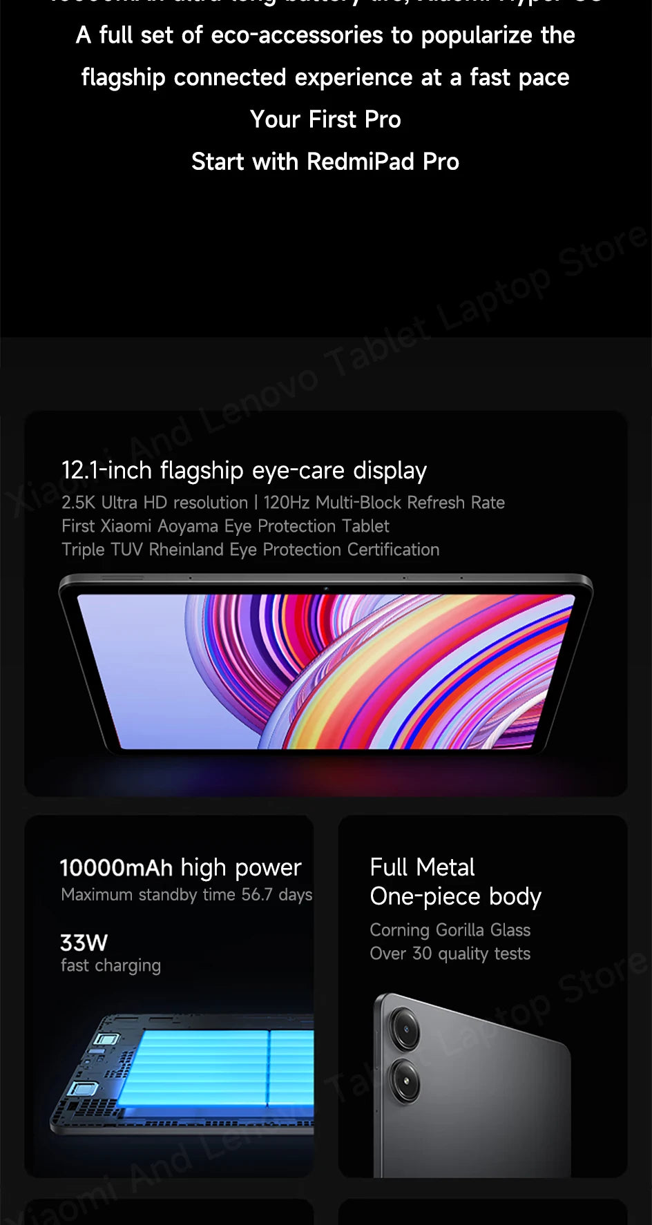 Xiaomi Tablet Chinese Rom Redmi Pad Pro 2024 12.1“ 2.5K 120Hz Snapdragon 7s Gen 2 10000mAh Quad speakers Dolby Atmos Tablet Pc