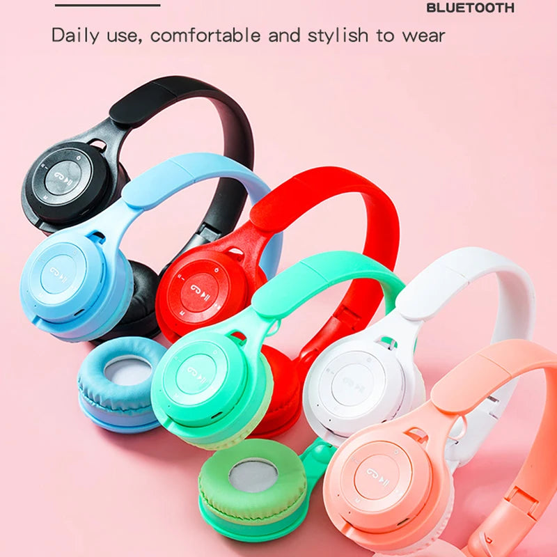 Kids Headphones Wireless Bluetooth Earphones Stereo Foldable Helmets Gaming Headsets Over-ear Headphones for Android ios Music