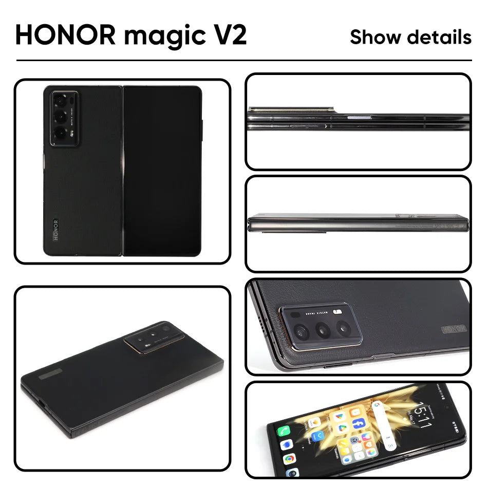 Global Version Honor Magic V2 5G Foldable Smartphone Snapdragon 8 Gen2 LTPO OLED Display 120Hz 50MP Triple Camera Android Mobile