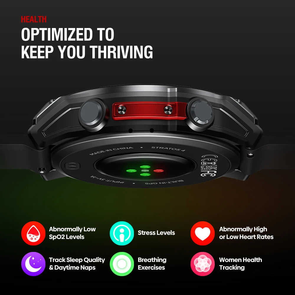 NEW Stratos 4 GPS Smart Watch 1.43 AMOLED Display Built-in Compass Barometric Altimeter Flashlight Voice Call Smartwatch