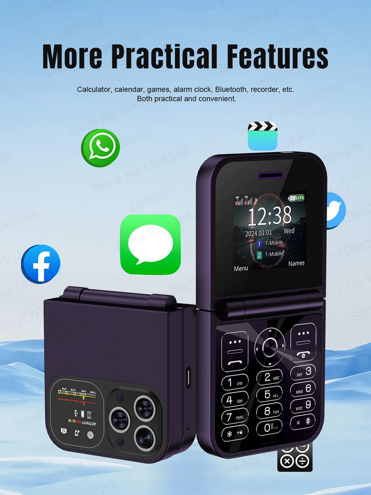 SERVO F15 Mini GSM Flip Mobile Phone 2 SIM Blacklist Magic Voice Auto Call Record Speed Dial MP4 Torch Cute Tiny Fold Cellphones