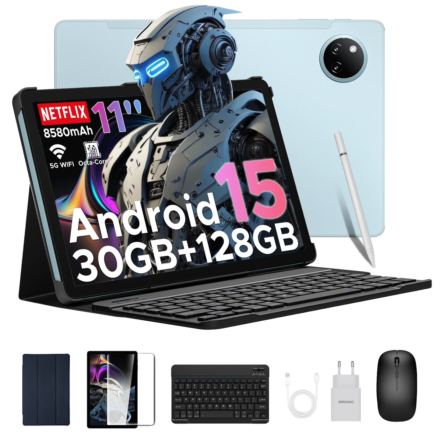 【Brand+】Doogee Tab A9 Pro+ Tablet Pc 11-Inch Android 15 30Gb Ram(6+24) 128Gb Rom 8580Mah Battery Widevine L1 Support