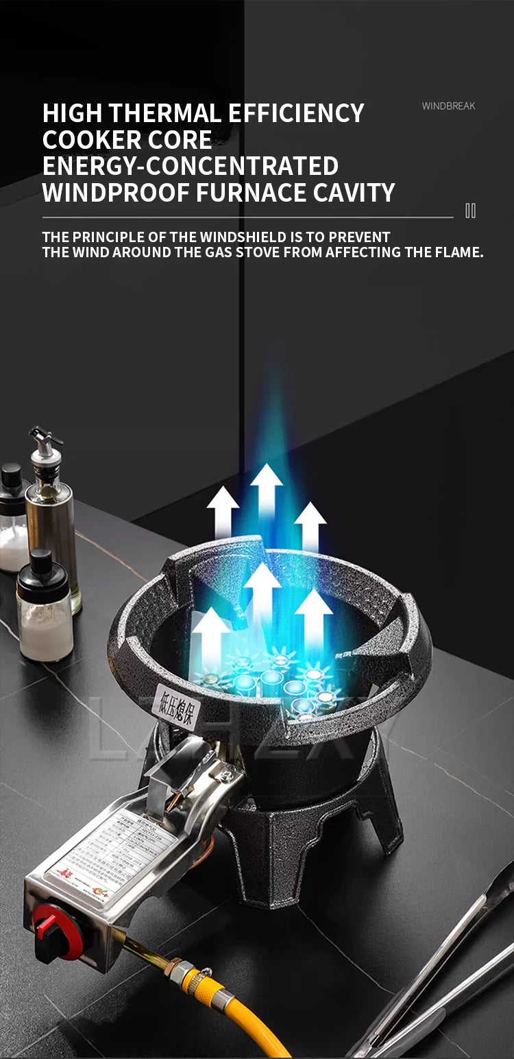 Low-pressure Fierce Fire Gas Stove Commercial Single-hole Liquefied Gas Burner for Hotel Restaurant Energy-saving Gas Cooktop