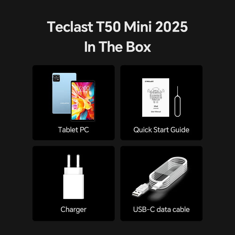 Teclast T50 Mini Tablet 8.7" 120Hz Display MTK Helio G99 20GB RAM (8+12 Virtual) 128GB ROM Android15 Tablets Support 4G Dual SIM
