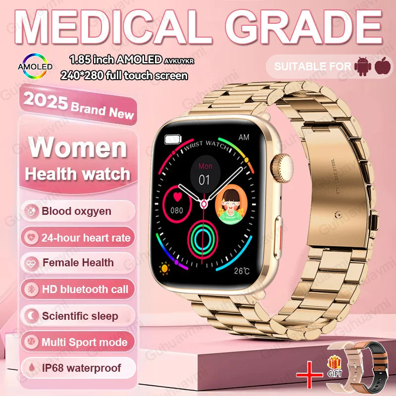 2025 Smart Watch For XIAOMI Women Full Touch Screen BT Call Waterproof Watches Sport Fitness Tracker Health Smartwatch Lady Gift