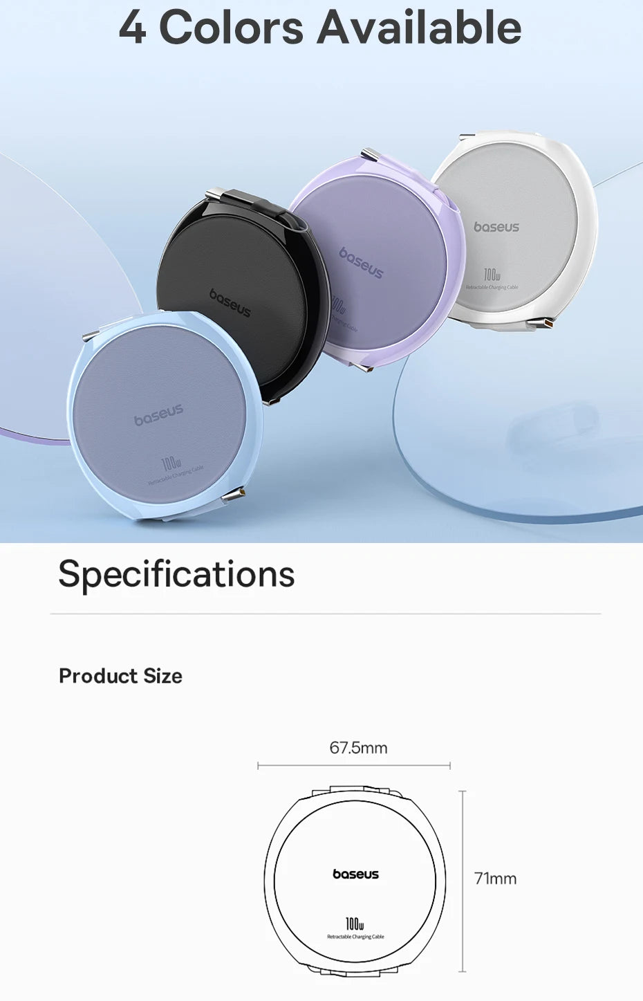 Baseus USB C Cable 100W for iPhone 16 15 Plus Pro Max Retractable Cable For MacBook iPad Fast Charger Cable Charger Data Wire